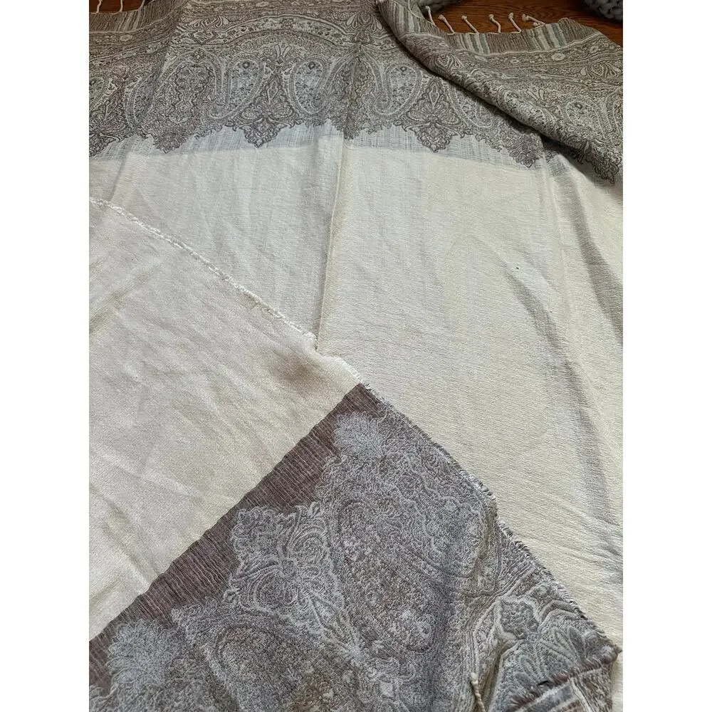Ralph Lauren Marylebone Randle Cream Throw Blanket linen cotton cream paisley